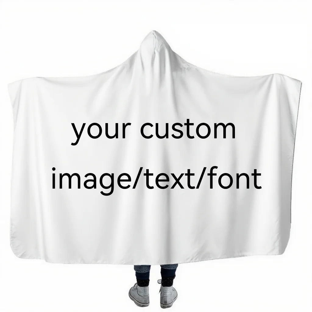 Customizable Casual Hooded Cloak, Flannel Lamb Wool, Polyester Custom-made Pictures Striped Plaid Solid Color Fonts Wholesale
