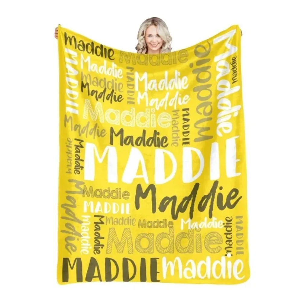 Personalized Name Flannel Throw Blankets For Girls Boys Birthday Gift