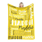 Personalized Name Flannel Throw Blankets For Girls Boys Birthday Gift