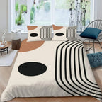Mid Century Modern Duvet Cover Set King Abstract Geometric Balance Shapes Rainbow Sun Circles Boho Comforter Cover Bedding Sets