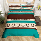 Rustic Farmhouse Bedding Set Western Horseshoe Duvet Cover For Boys Girls Teen Cowboys Cowgirls Quilt Cover With 2 Pillow Cases
