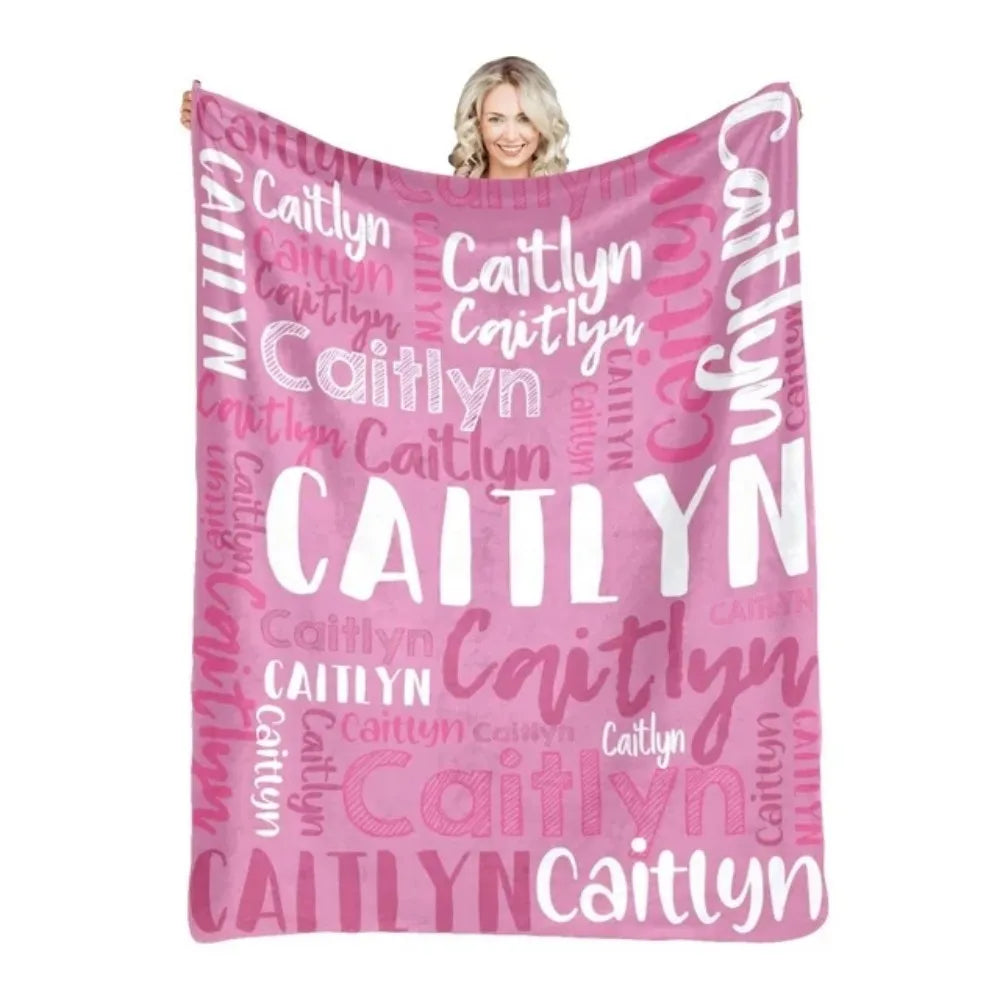 Personalized Name Flannel Throw Blankets For Girls Boys Birthday Gift
