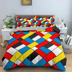 TOP Stripe Geometric Bedding Set Breathable Duvet Cover With Pillowcase Adults Queen King Size Quilt Cover Home Textiles