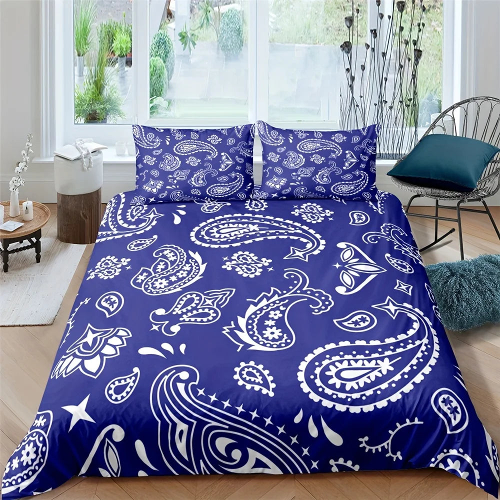 Paisley Mandala Black Duvet Cover Set Bohemian Style Double For Adults Queen King Size Bedding Set With Pillowcase For Bedroom