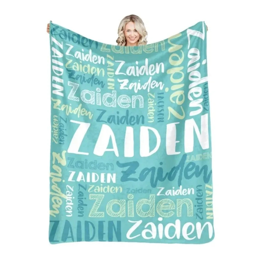 Personalized Name Flannel Throw Blankets For Girls Boys Birthday Gift