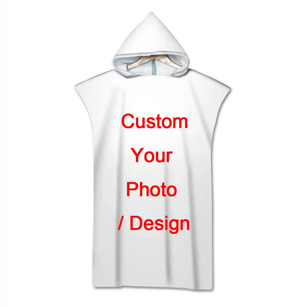 Customization Photo Beach Towels Bath Towels Quick Dry Hooded Cloak Adult Kids Poncho Parent-Child Bathrobe for Swimming Surf
