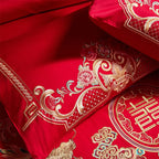100/140CT Long-staple cotton Chinese-style wedding festive 4-pcs duvet cover set a witness to marriage and love, home decoration