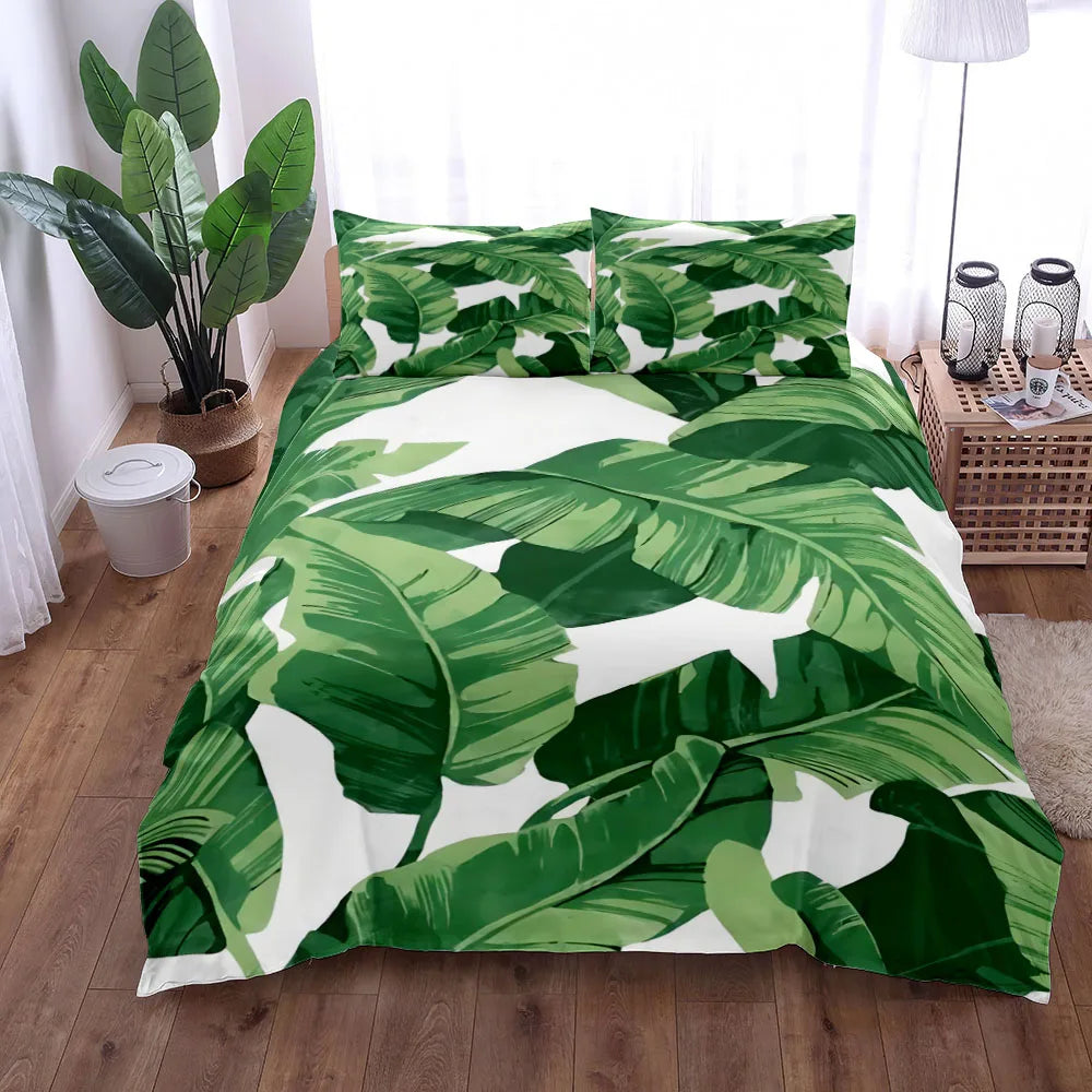 Tropical Palm Leaf Duvet Cover Set