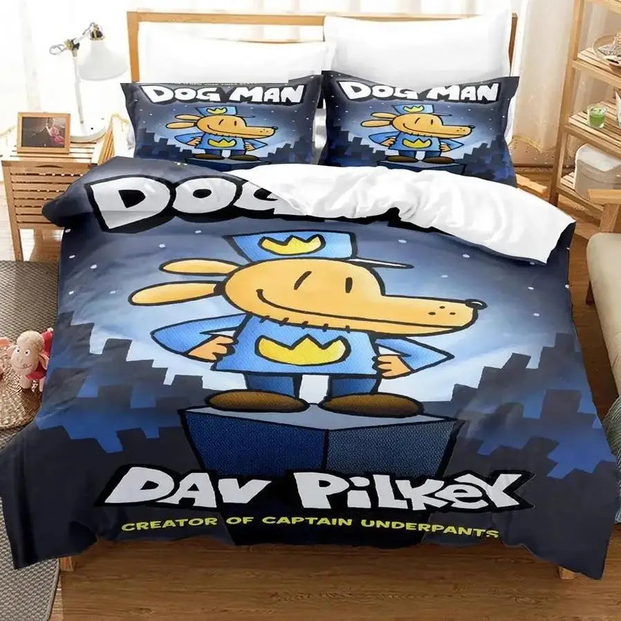 Cartoon D-Dog M-Man Bedding Set 3D Printed Duvet Cover Set Soft Single Twin Double Queen Size Birthday Gifts For Kids Room Decor
