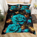 Red Roses Duvet Cover Twin Queen Happy Valentine's Day Bedding Set Romantic Flowers Comforter Cover Cute Love Heart Quilt Cover