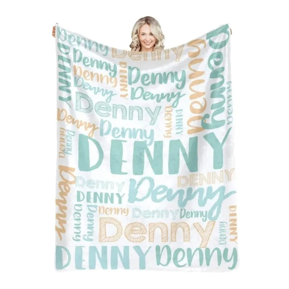 Personalized Name Flannel Throw Blankets For Girls Boys Birthday Gift