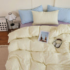 Ins Nordic Bedding Set Simple Style Striped Duvet Cover Set Soft Flat Sheet Single Twin Size Double Bed Sheet Set For Bedroom
