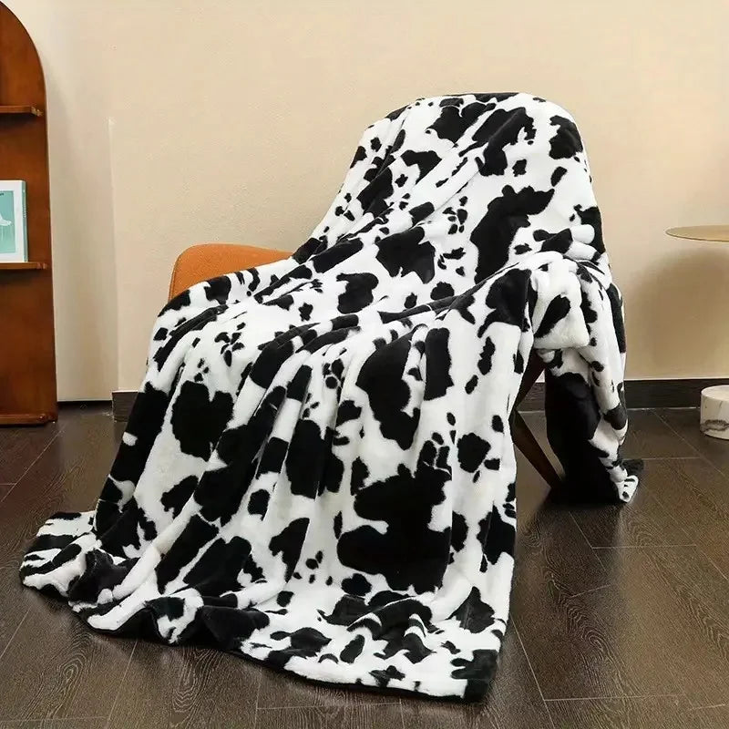 1pc Soft and Cozy Cow Printed Flannel Blanket - Perfect Gift for Family and Friends