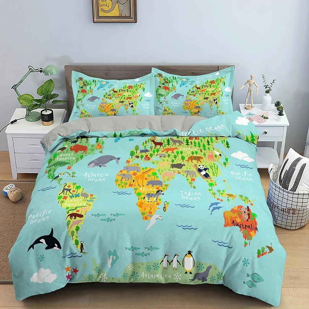 Map Pattern Duvet Cover Set - LinQton Custom product photo