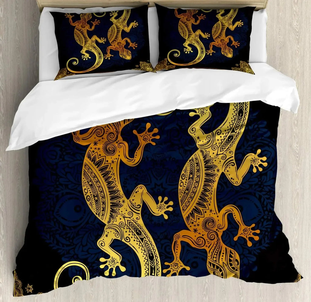 South Mandala Floral Duvet Cover Set,Vibrant Color Ornamental Illustration Bedding Set Bohemian Mandala Lotus Design Quilt Cover