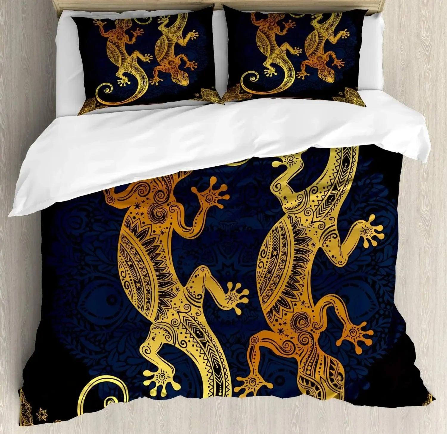 South Mandala Floral Duvet Cover Set,Vibrant Color Ornamental Illustration Bedding Set Bohemian Mandala Lotus Design Quilt Cover