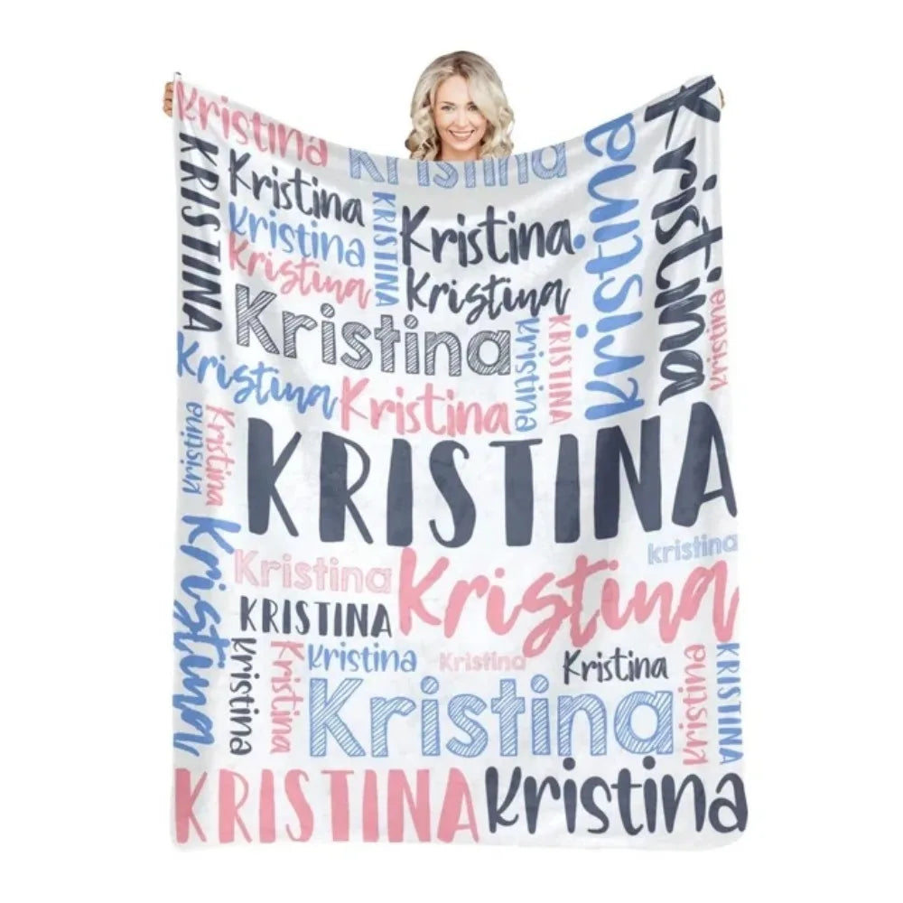 Personalized Name Flannel Throw Blankets For Girls Boys Birthday Gift