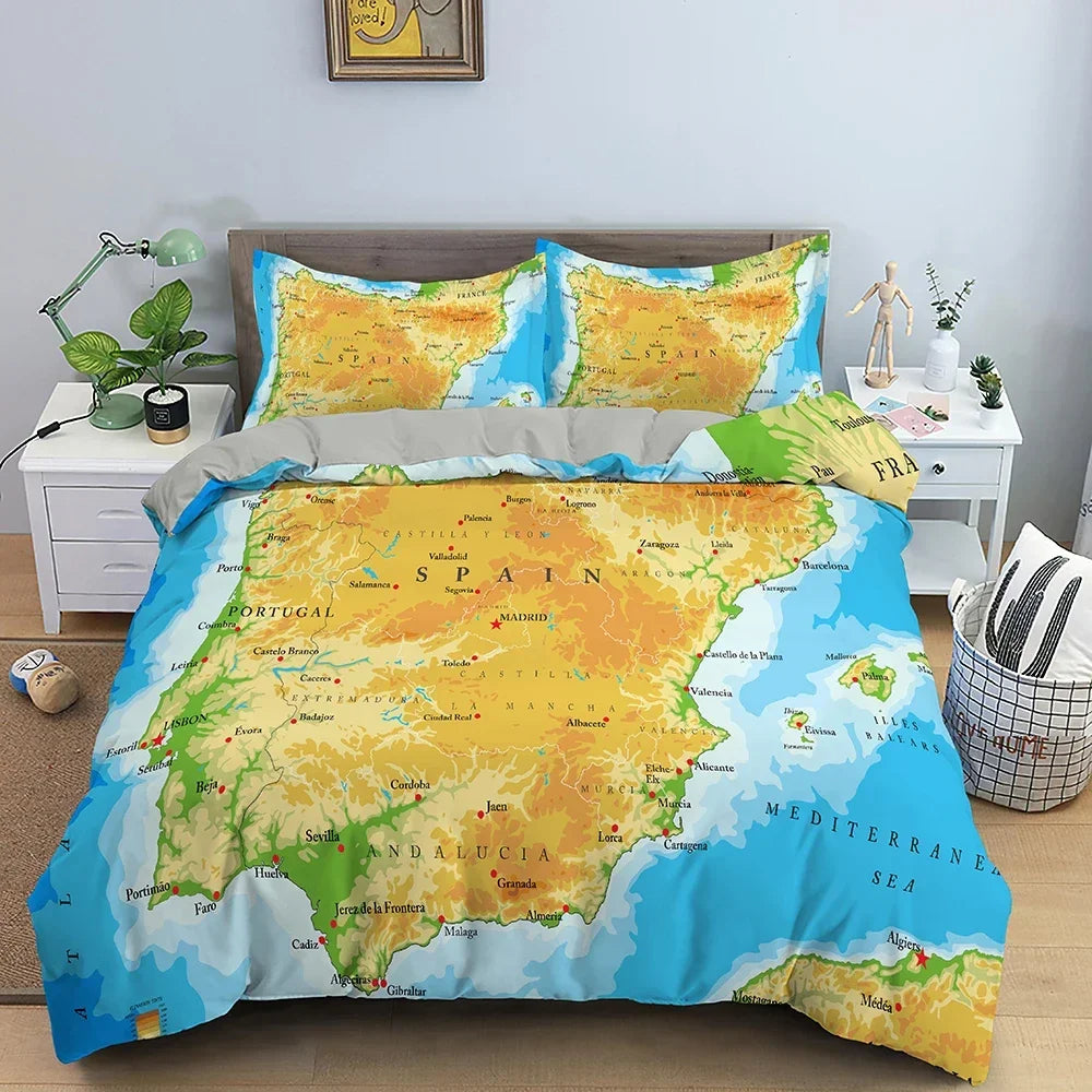 Map Pattern Duvet Cover Set