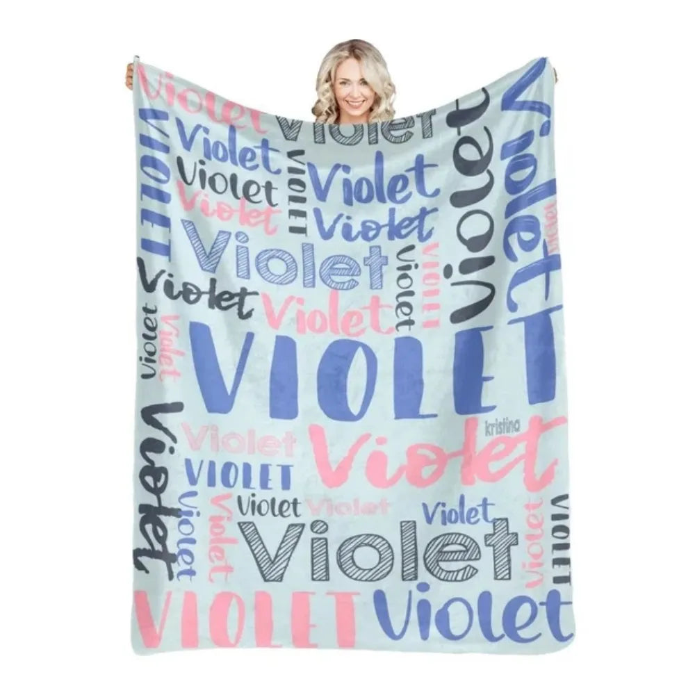 Personalized Name Flannel Throw Blankets For Girls Boys Birthday Gift
