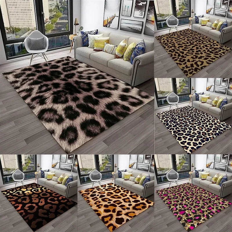 Leopard Print Area Rug for Bedroom and Living Room - LinQton Custom product photo