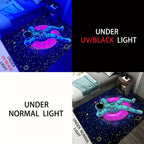 [Astronaut Mat] 1pc UV Blacklight Astronaut Area Mat - Vibrant Neon Space Design, Non-Slip Polyester Mat for Game Room