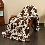 1pc Soft and Cozy Cow Printed Flannel Blanket - Perfect Gift for Family and Friends