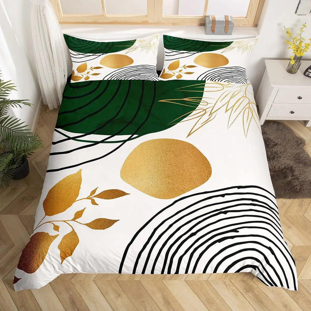 Mid Century Modern Duvet Cover Set King Abstract Geometric Balance Shapes Rainbow Sun Circles Boho Comforter Cover Bedding Sets