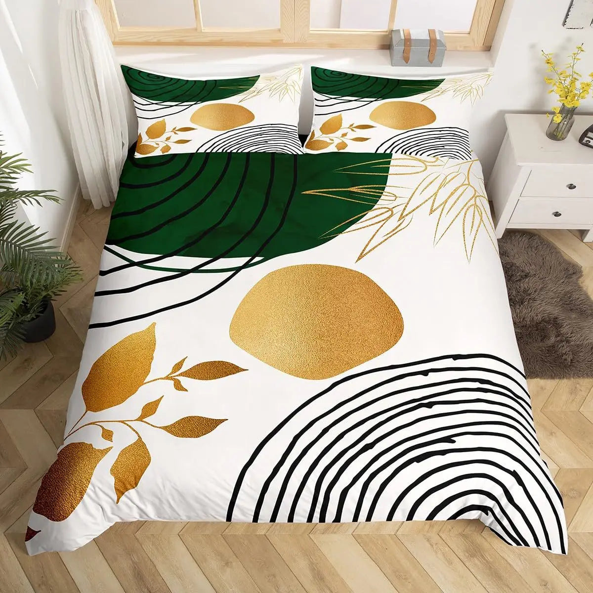 Mid Century Modern Duvet Cover Set King Abstract Geometric Balance Shapes Rainbow Sun Circles Boho Comforter Cover Bedding Sets