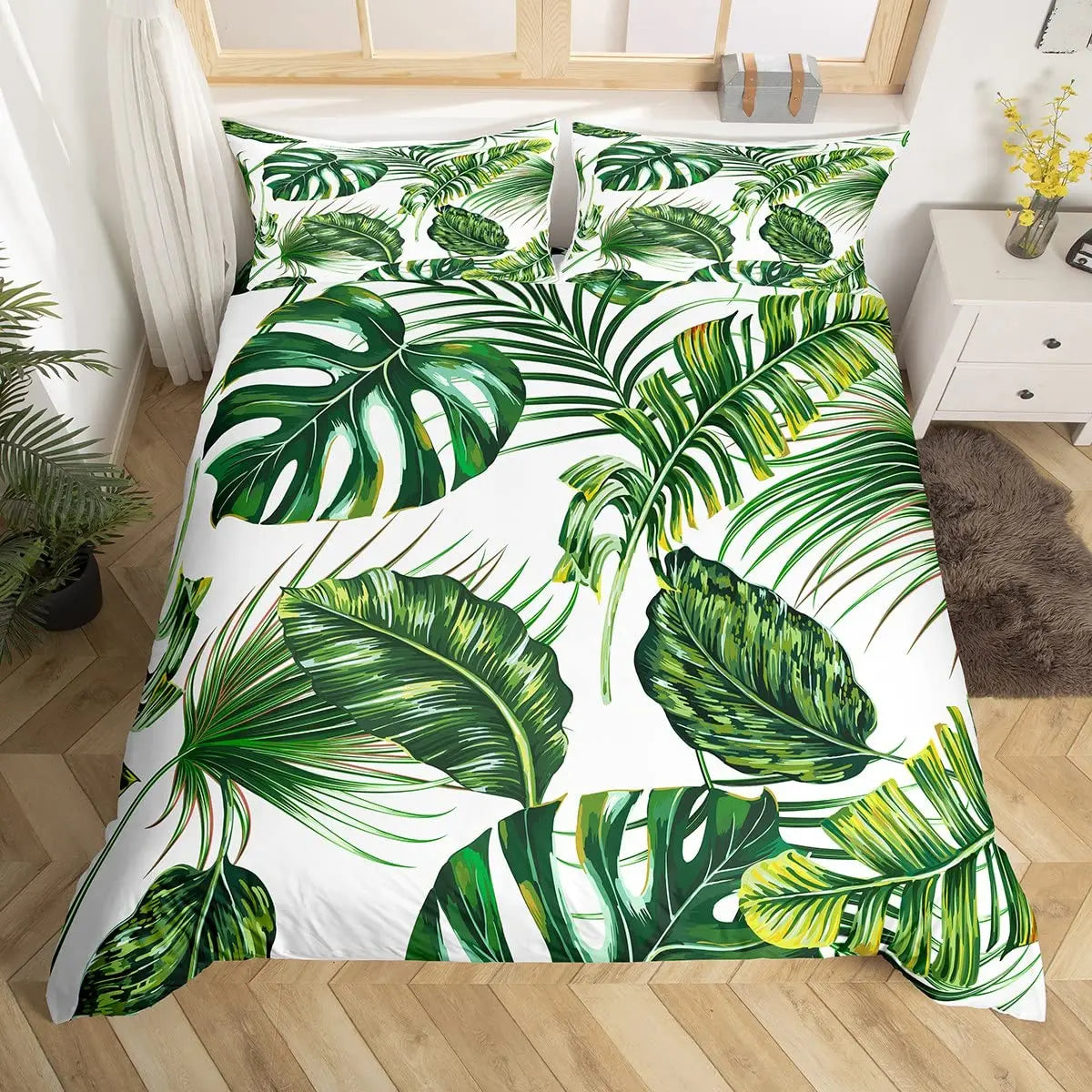 Ginkgo Leaf Duvet Cover Queen Natural Botanical Bedding Set Plants Rustic Farmhouse Comforter Cover Abstract Leaves Quilt Cover
