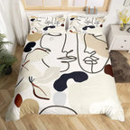 Mid Century Modern Duvet Cover Set King Abstract Geometric Balance Shapes Rainbow Sun Circles Boho Comforter Cover Bedding Sets