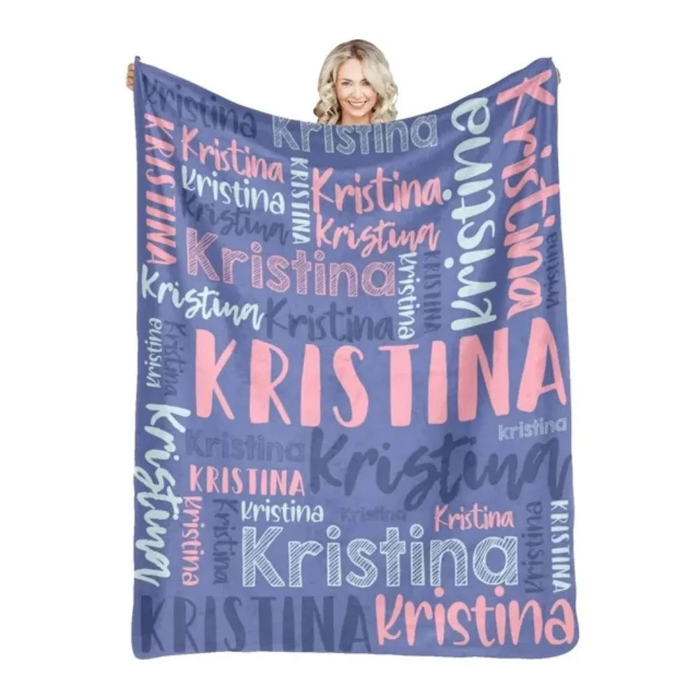 Personalized Name Flannel Throw Blankets For Girls Boys Birthday Gift