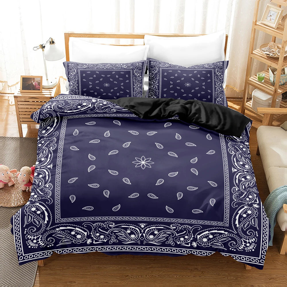 Paisley Mandala Black Duvet Cover Set Bohemian Style Double For Adults Queen King Size Bedding Set With Pillowcase For Bedroom