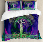 Sun and Moon Duvet Cover Black and White Bedding Soft Tree of Life All Galaxy Stars Mandala Tribal Quilt Cover Decor for Women