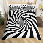 Rainbow Stripes Duvet Cover King Queen Visual Abstraction Bedding Set Optical Illusion Comforter Cover Geometric Quilt Cover
