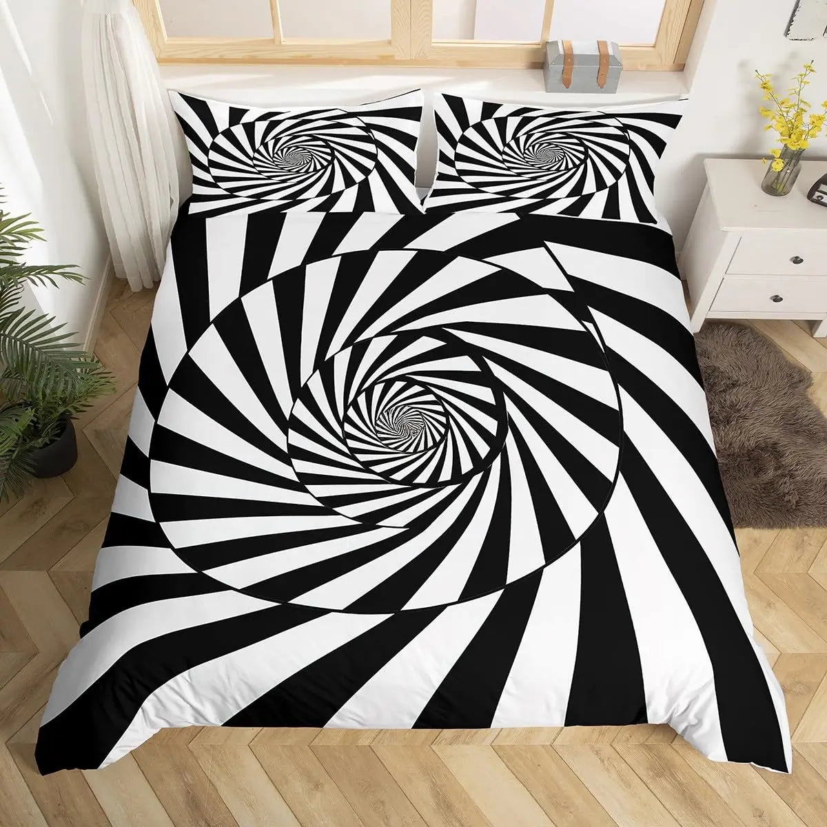 Rainbow Stripes Duvet Cover King Queen Visual Abstraction Bedding Set Optical Illusion Comforter Cover Geometric Quilt Cover