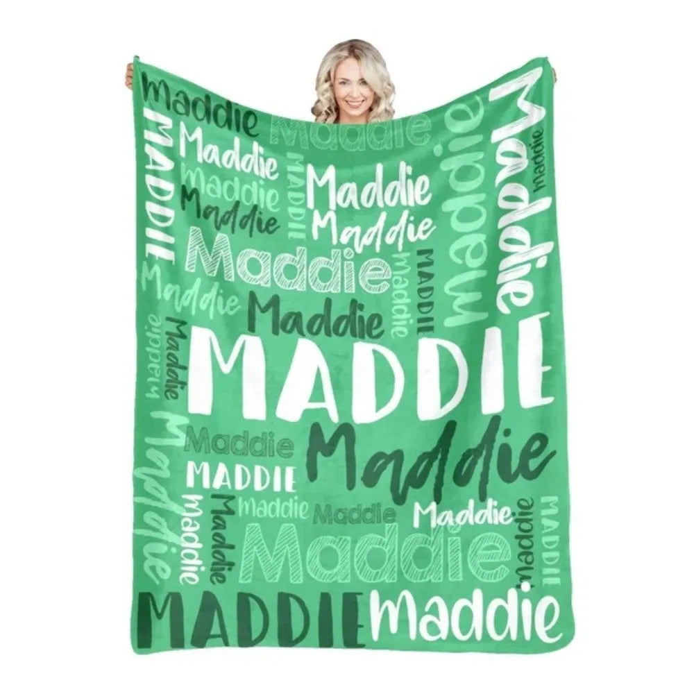 Personalized Name Flannel Throw Blankets For Girls Boys Birthday Gift