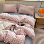 Ins Nordic Bedding Set Simple Style Striped Duvet Cover Set Soft Flat Sheet Single Twin Size Double Bed Sheet Set For Bedroom