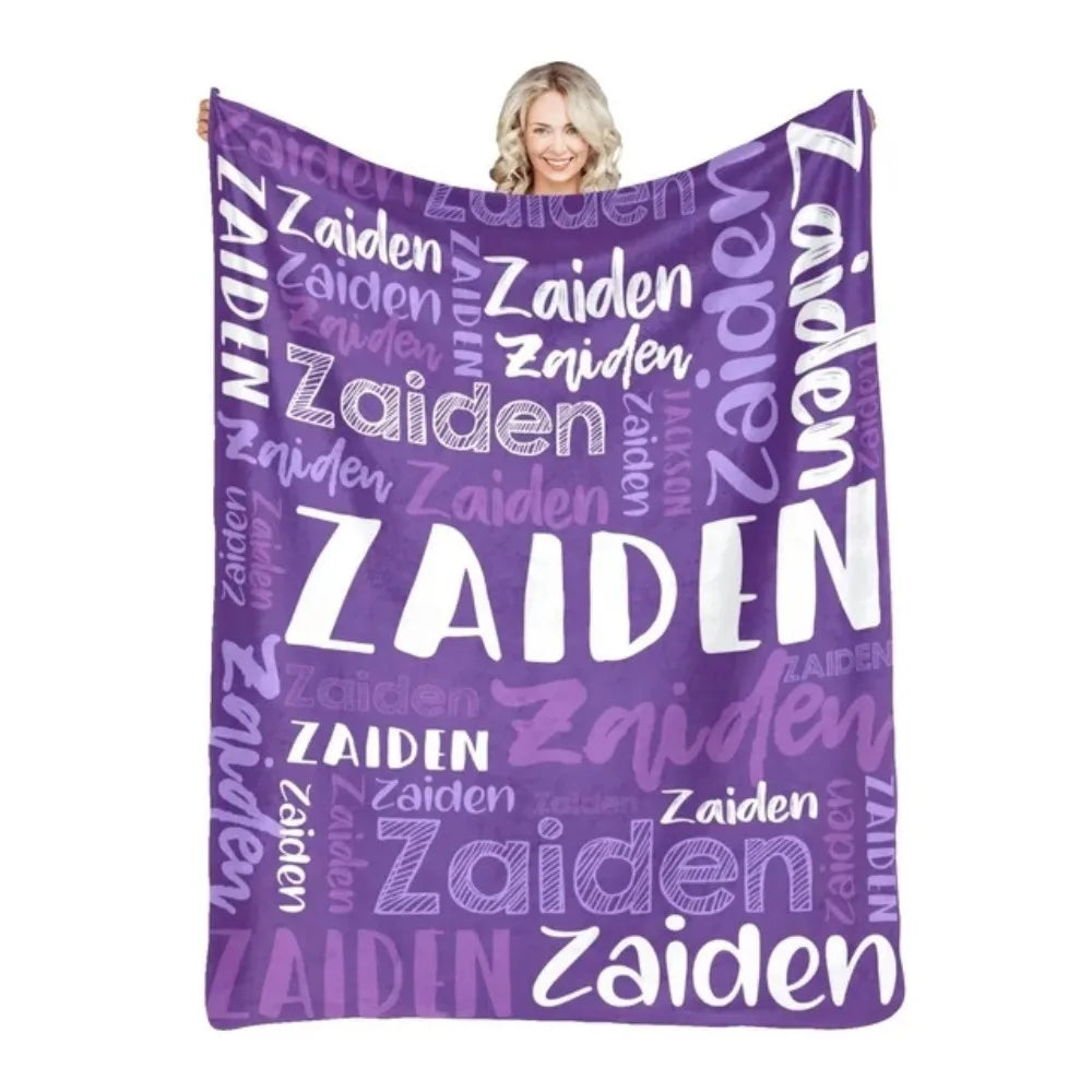 Personalized Name Flannel Throw Blankets For Girls Boys Birthday Gift