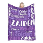 Personalized Name Flannel Throw Blankets For Girls Boys Birthday Gift