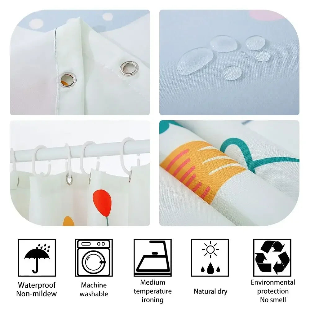Custom Photo Waterproof Shower Curtain with Hooks