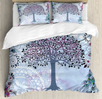 Sun and Moon Duvet Cover Black and White Bedding Soft Tree of Life All Galaxy Stars Mandala Tribal Quilt Cover Decor for Women