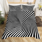 Rainbow Stripes Duvet Cover King Queen Visual Abstraction Bedding Set Optical Illusion Comforter Cover Geometric Quilt Cover