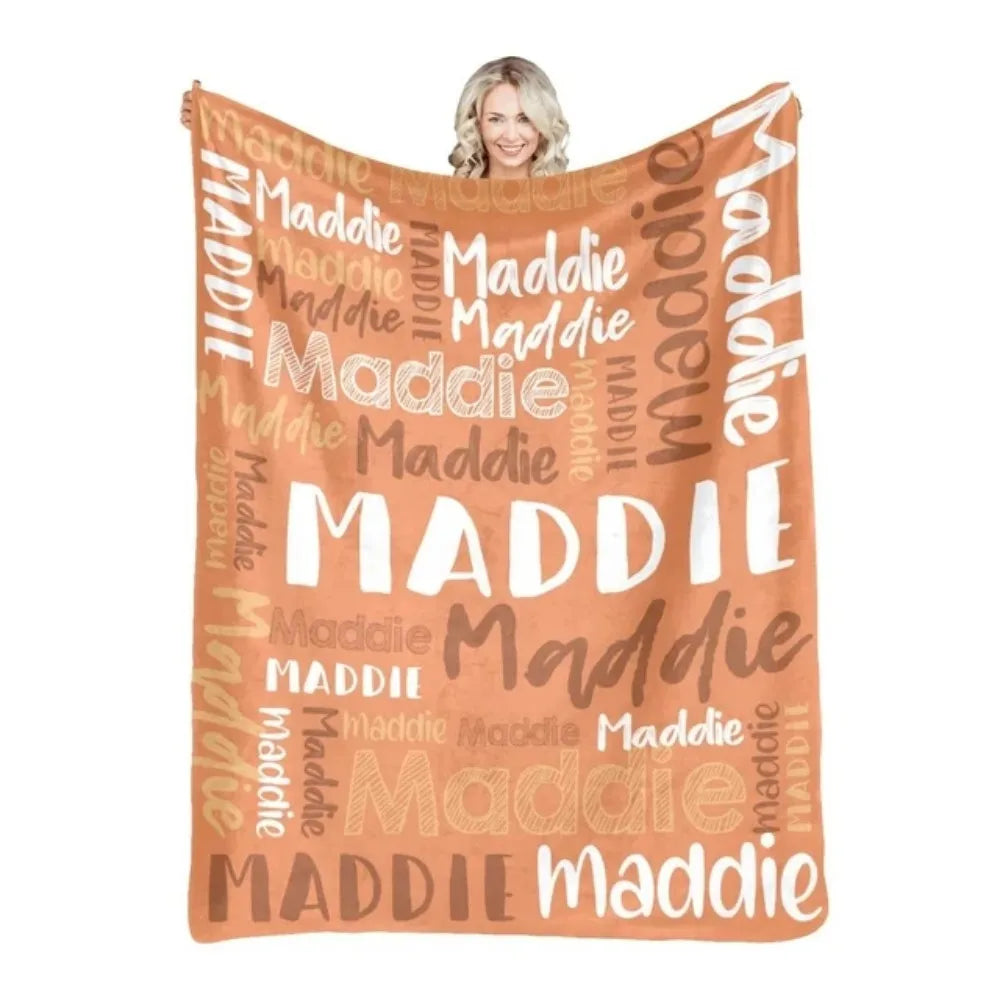 Personalized Name Flannel Throw Blankets For Girls Boys Birthday Gift