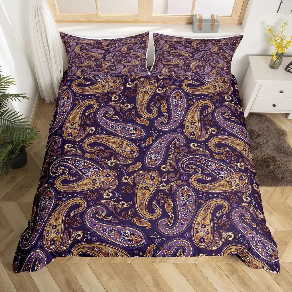 Bohemian Floral Duvet Cover Paisley Mandala Comforter Cover Microfiber Geometry Aztec Mexican Style Bedding Set Twin Queen Size