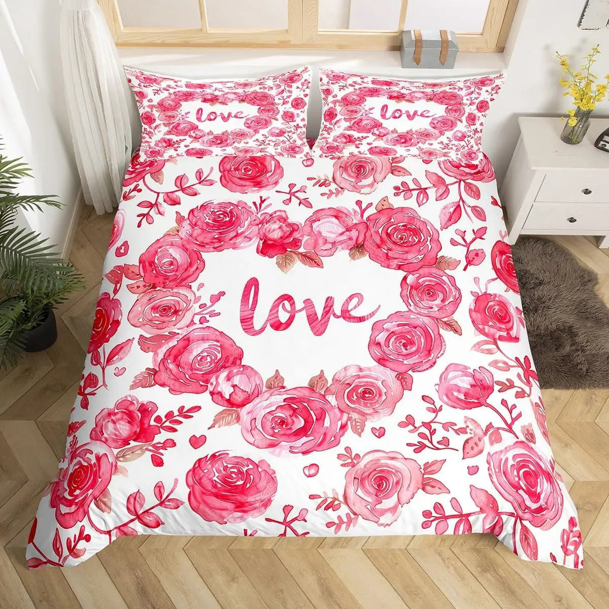 Red Rose Valentine's Day Duvet Cover Set
