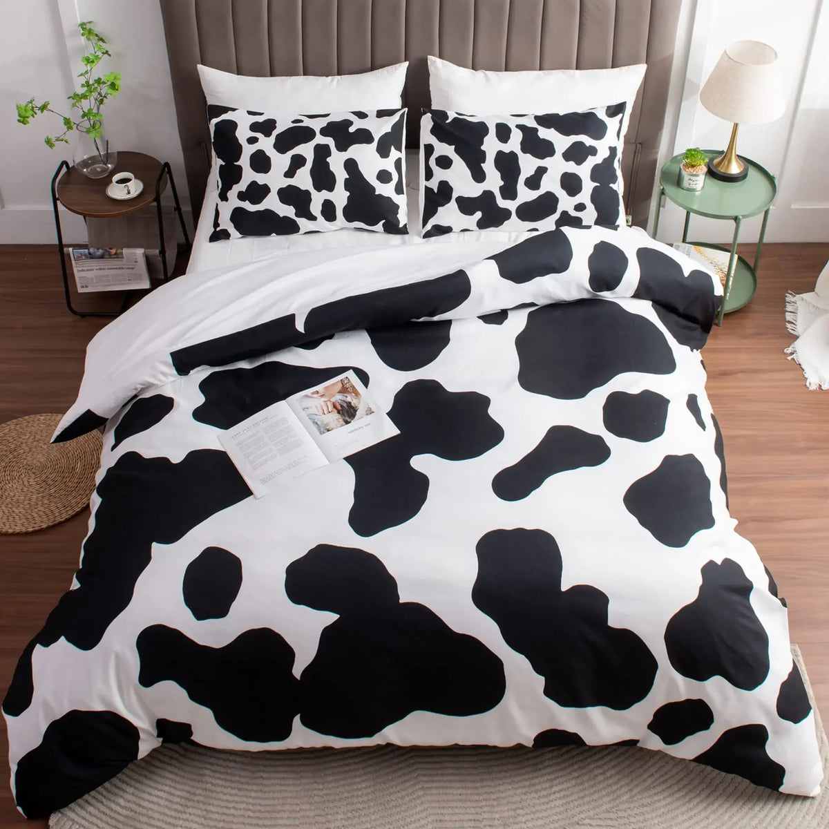 Black and White Cow Print Duvet Cover Set - LinQton Custom product photo