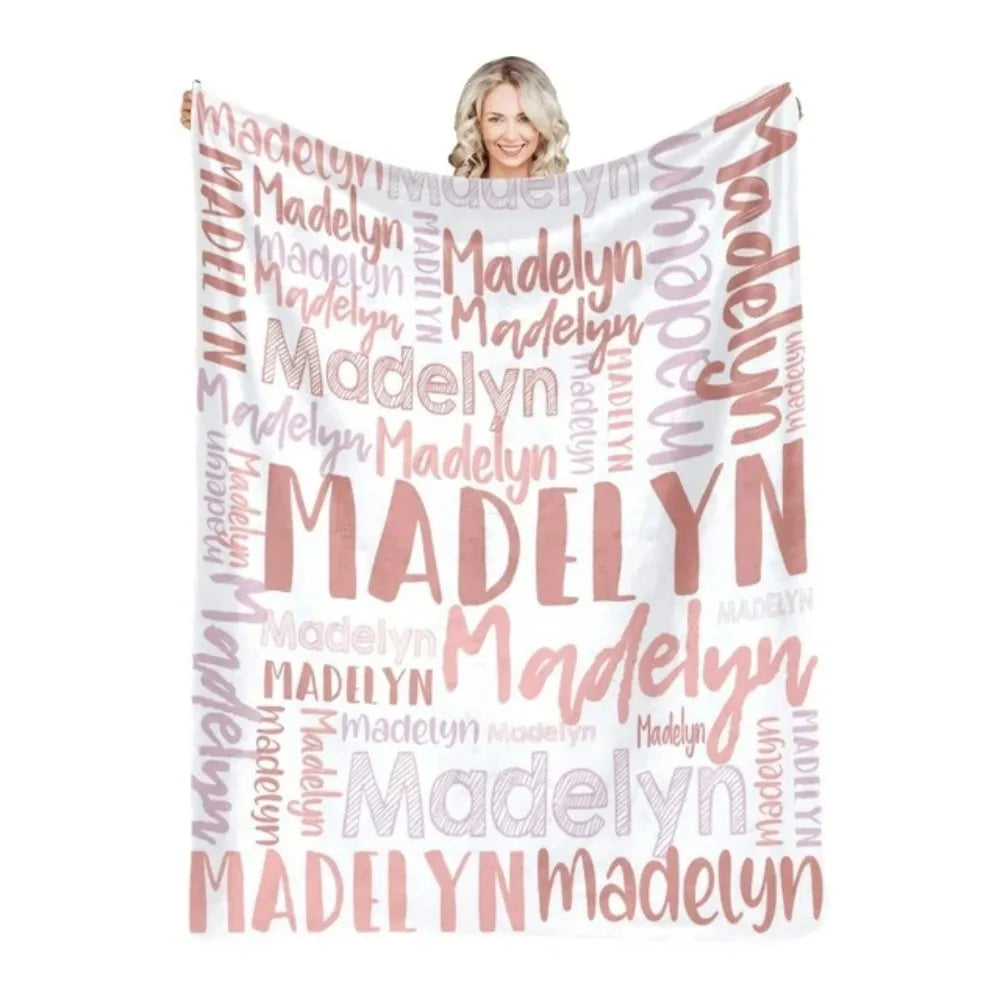 Personalized Name Flannel Throw Blankets For Girls Boys Birthday Gift