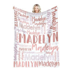 Personalized Name Flannel Throw Blankets For Girls Boys Birthday Gift