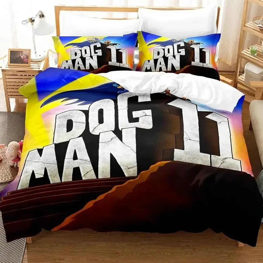 Cartoon D-Dog M-Man Bedding Set 3D Printed Duvet Cover Set Soft Single Twin Double Queen Size Birthday Gifts For Kids Room Decor