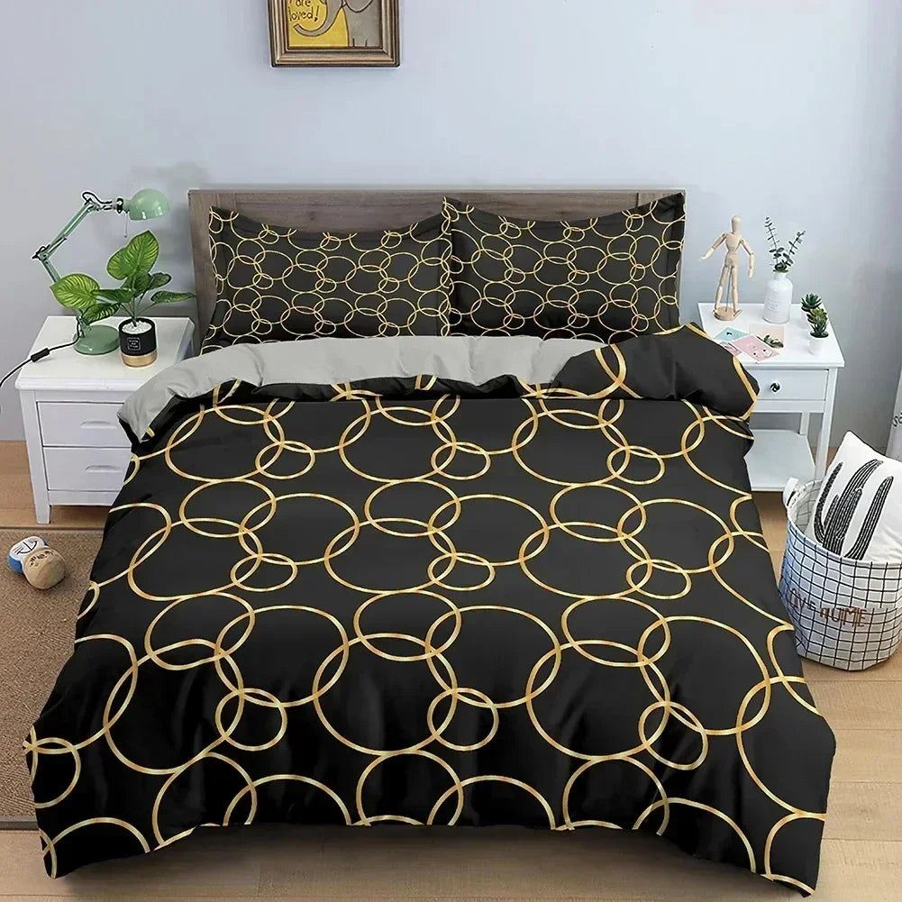 TOP Stripe Geometric Bedding Set Breathable Duvet Cover With Pillowcase Adults Queen King Size Quilt Cover Home Textiles